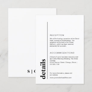 Minimalist and modern bold wedding information enclosure card