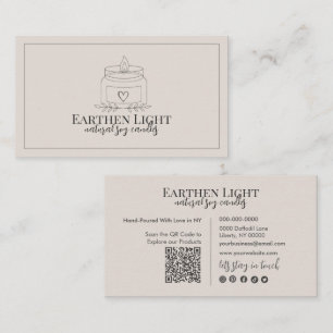 Minimalist and Modern Candle Botanical QR Code Business Card