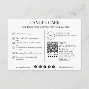 Minimalist and Modern Candle Care Card Template