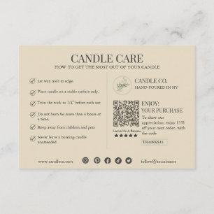 Minimalist and Modern Candle Care Card Template