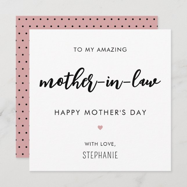 Minimalist and Modern Mother in Law Mother's Day Card (Front/Back)