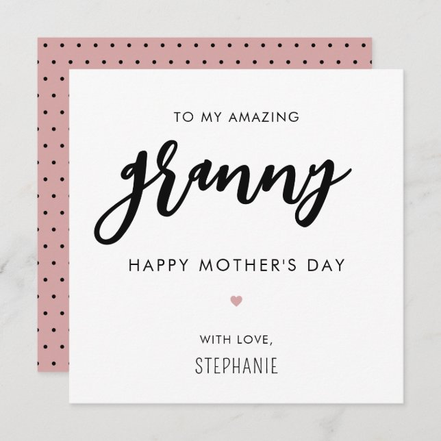 Minimalist and Modern Nanny Granny Mother's Day Card (Front/Back)