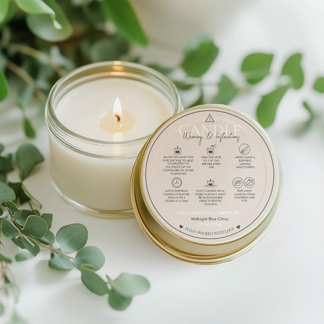 Minimalist and Modern Simple Candle Safety Label (Creator Uploaded)