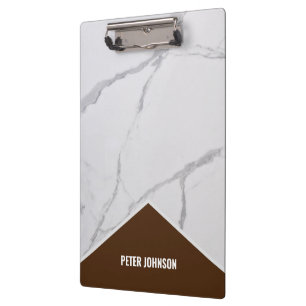 Minimalist and Organised Workspace White Marble Clipboard