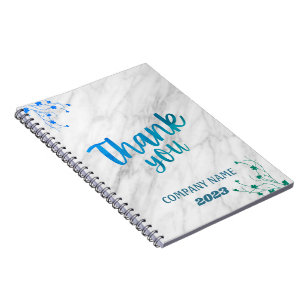 Minimalist and Organised Workspace White Marble Notebook