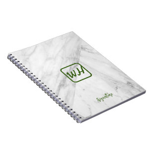 Minimalist and Organised Workspace White Marble Notebook