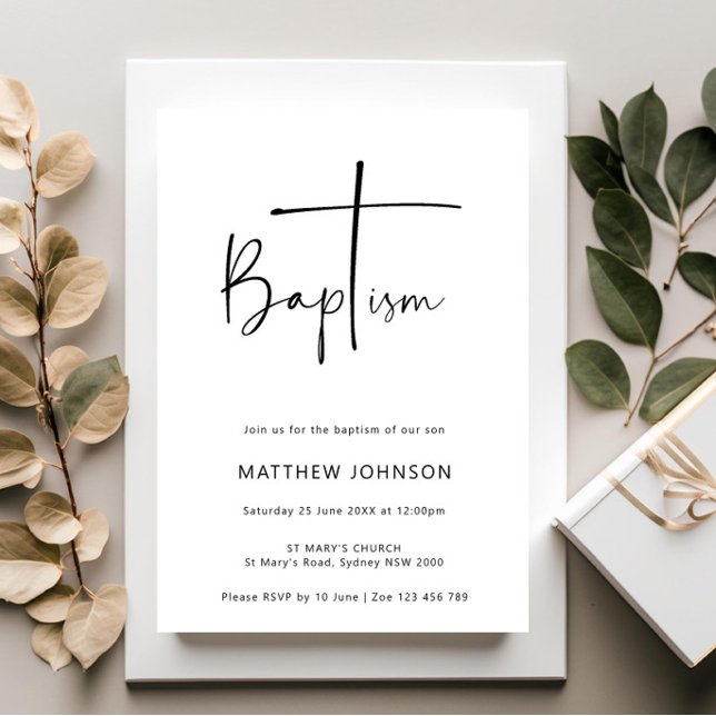 Minimalist and simple baptism christening invitation (Creator Uploaded)
