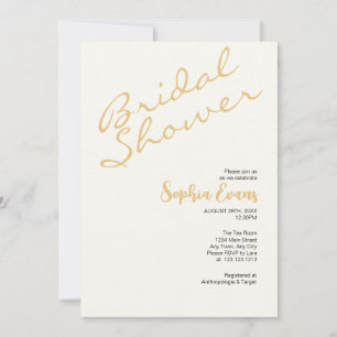 Minimalist and Simple Gold and White Bridal Shower Invitation