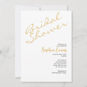 Minimalist and Simple Gold and White Bridal Shower Invitation