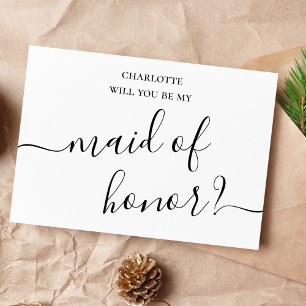 Minimalist And Simple Maid of Honour Proposal Card