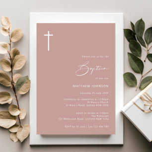 Minimalist and simple photo baptism christening invitation