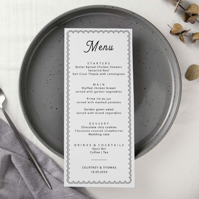 Minimalist and simple scalloped border menu card (Creator Uploaded)