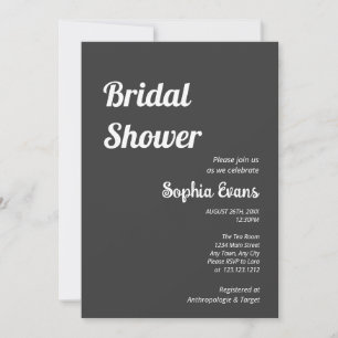 Minimalist and Simple Shadow Grey Bridal Shower Invitation