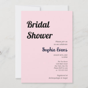 Minimalist and Simple Soft Pink Bridal Shower Invitation