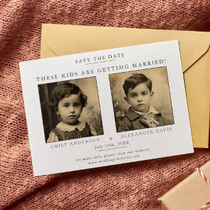 Minimalist and Simple with Photo from Childhood Save The Date