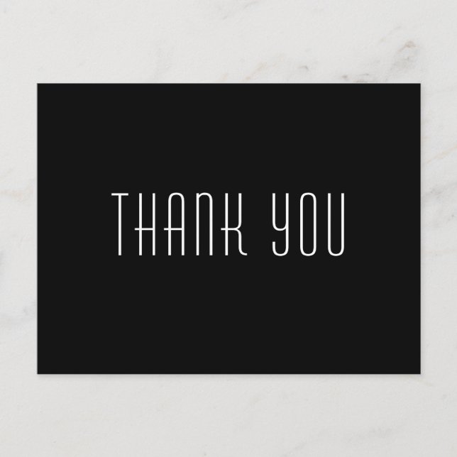 Minimalist and Trendy Black Thank You Postcard (Front)