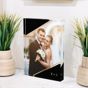 Minimalist Angle Monogrammed Custom Photo Block