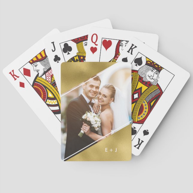 Minimalist Angle Monogrammed Custom Photo Playing  Cards (Back)