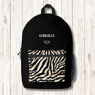 Minimalist Animal Print Modern Monogram Pickleball Printed Backpack