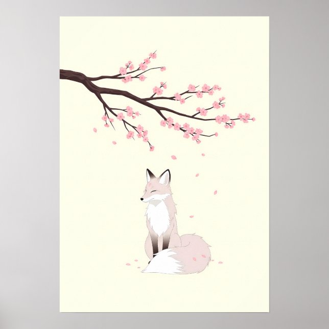 Minimalist Anime Fox Spirit Poster (Front)