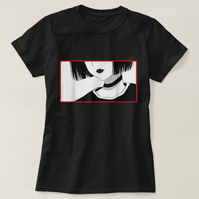 Minimalist Anime Girl Choker Shirt (Design Front)