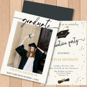 Minimalist Announcemen photo Graduation Party Invitation