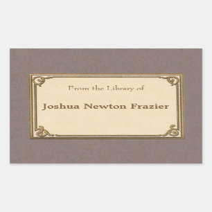 Minimalist Antique Bookplate Rectangular Sticker
