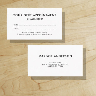 Minimalist Appointment Reminder Business Card