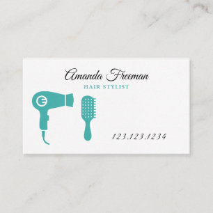Minimalist Aqua and Black Hair Stylist Business Card