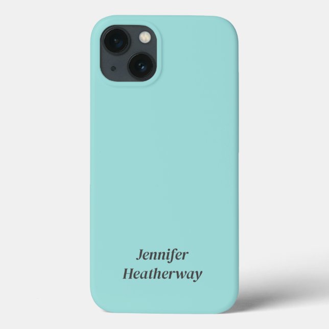 Minimalist aqua blue custom name Case-Mate iPhone case (Back)