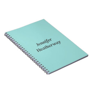 Minimalist aqua blue custom name notebook