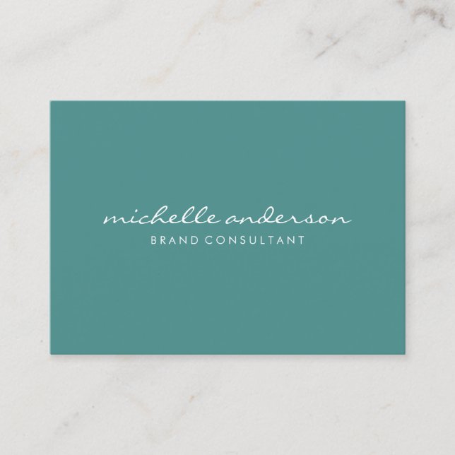 Minimalist Aqua Green with Cursive Text Business Card (Front)
