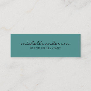 Minimalist Aqua Green with Cursive Text Mini Business Card
