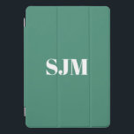 Minimalist aquamarine custom monogram initials iPad pro cover<br><div class="desc">Minimalist Custom aquamarine and white monogram initials name modern elegant personalised iPad Pro Cover</div>