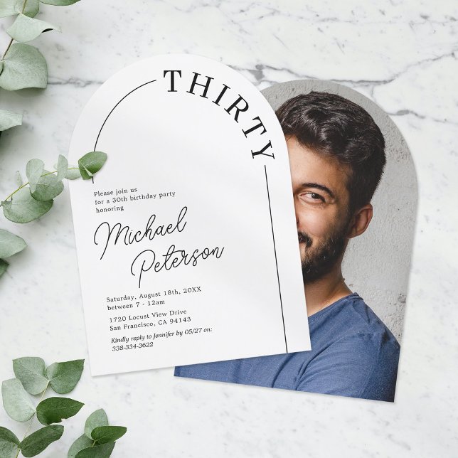 Minimalist Arch Adult 30th Birthday Invitation (Creator Uploaded)