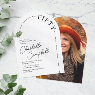 Minimalist Arch Adult 50th Birthday Invitation
