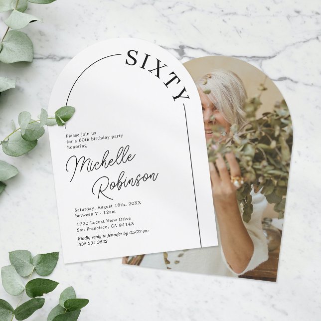 Minimalist Arch Adult 60th Birthday Invitation (Creator Uploaded)