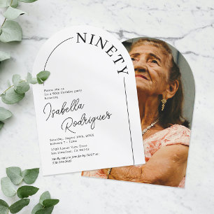 Minimalist Arch Adult 90th Birthday Invitation
