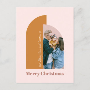 Minimalist Arch Blush Dusty Pink Merry Photo Holiday Postcard