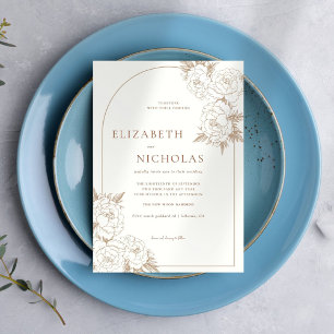 Minimalist Arch Floral Wedding Invitation