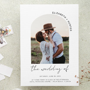 Minimalist Arch Frame Photo Wedding QR Code RSVP Invitation