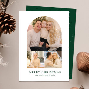 Minimalist Arch Green 3 Photo Holiday Card