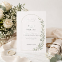 Minimalist Arch Greenery Wedding Invitation 