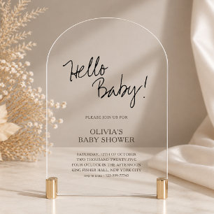 Minimalist Arch Hello Baby Baby Shower Acrylic Invitations