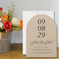 Minimalist Arch Kraft paper Save the date