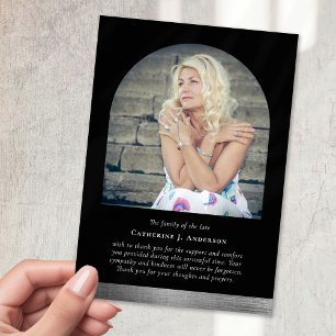 Minimalist Arch Memorial Photo Sympathy Funeral Thank You Card