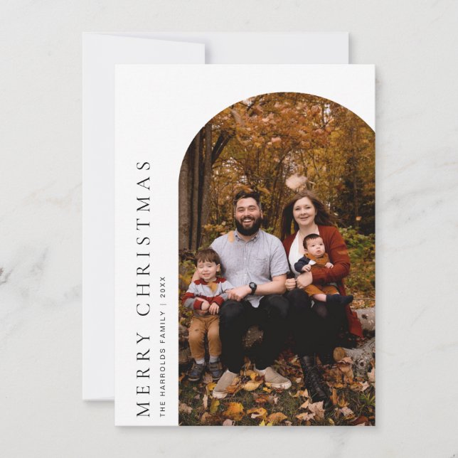 Minimalist Arch Merry Christmas Greetings Card (Front)
