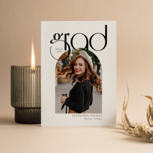 Minimalist Arch Modern Simple 5 Photo Graduation Invitation