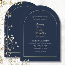Minimalist Arch Navy White Gold Elegant Wedding