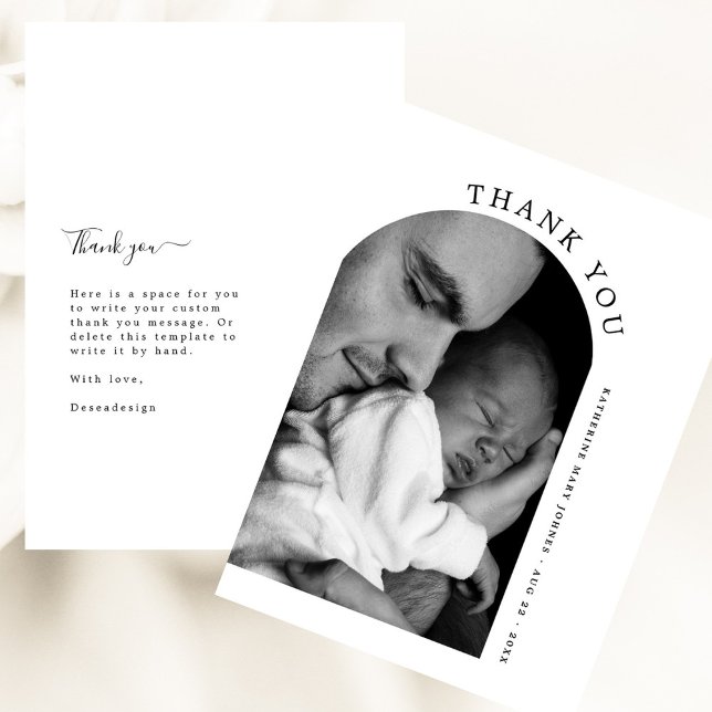 Minimalist Arch Photo Baby Shower Thank You (Creator Uploaded)